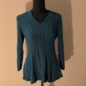 Women’s Emerald Green Woven Sweater